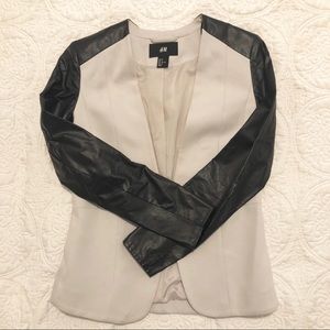 Colorblock Faux Leather Blazer